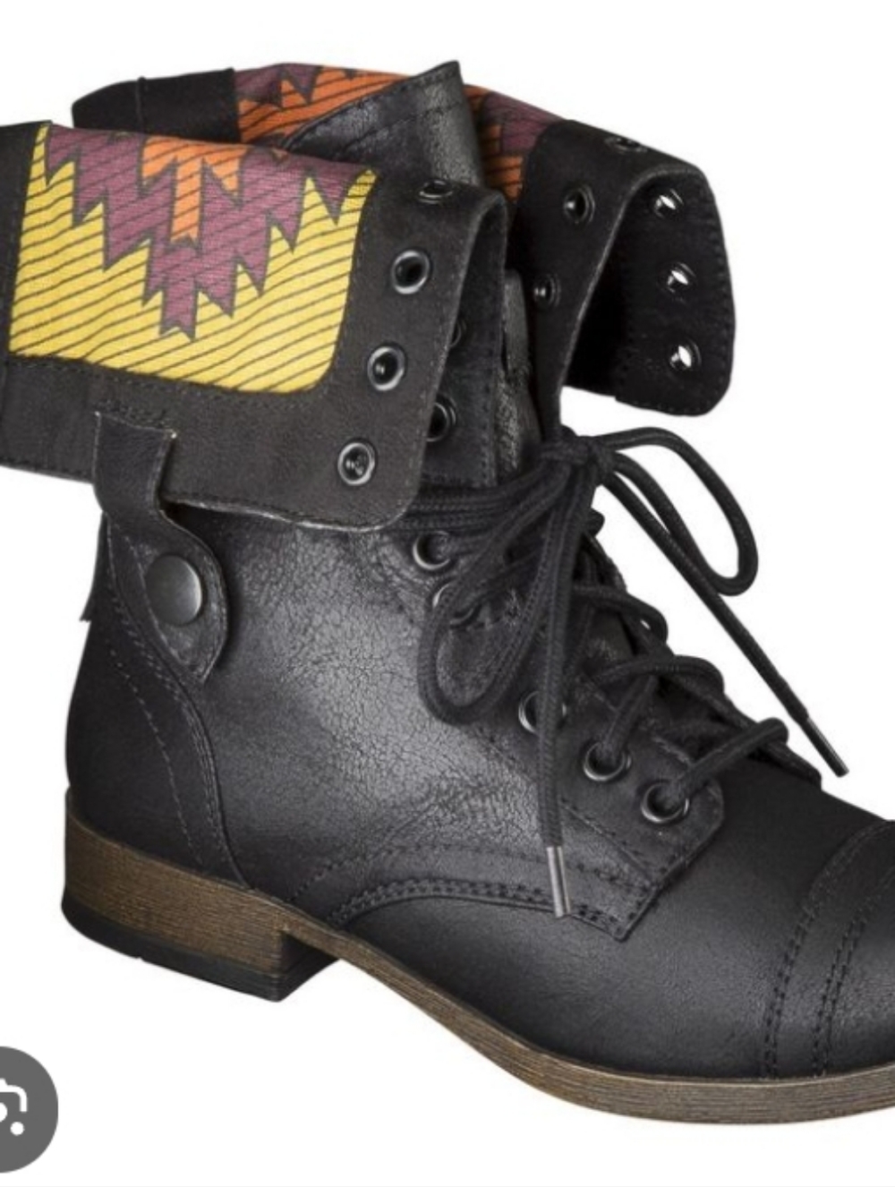- Mossimo Supply Co Black Lace-Up Combat Boots with Patterned Cuff Women's 6.5